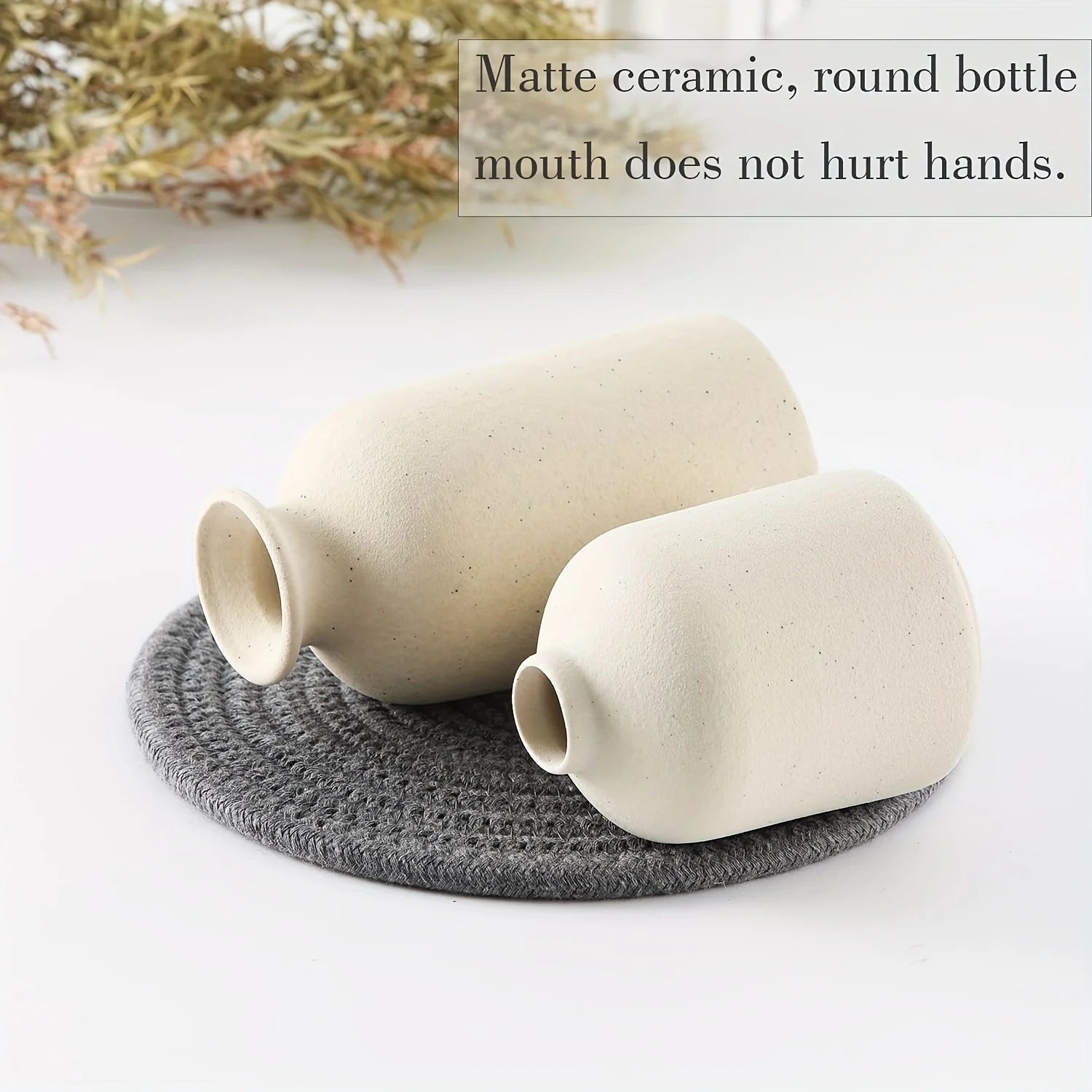 Set of 3 Ceramic Vases – Rustic & Modern Farmhouse Home Decor