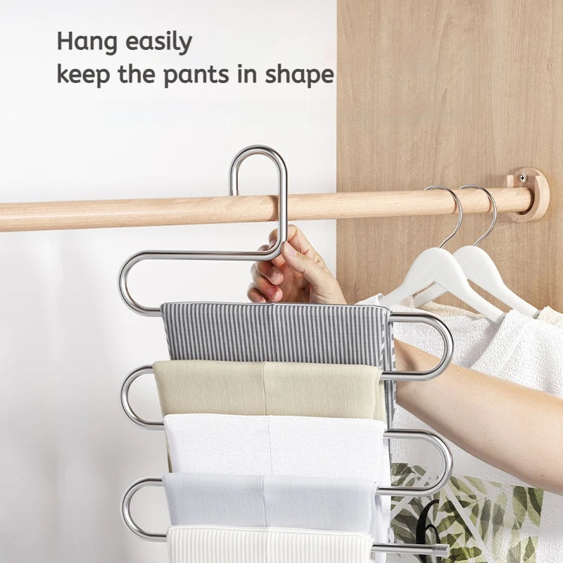 5-Layer Multi-Functional Clothes Hanger – Non-Slip Pant & Cloth Storage Rack