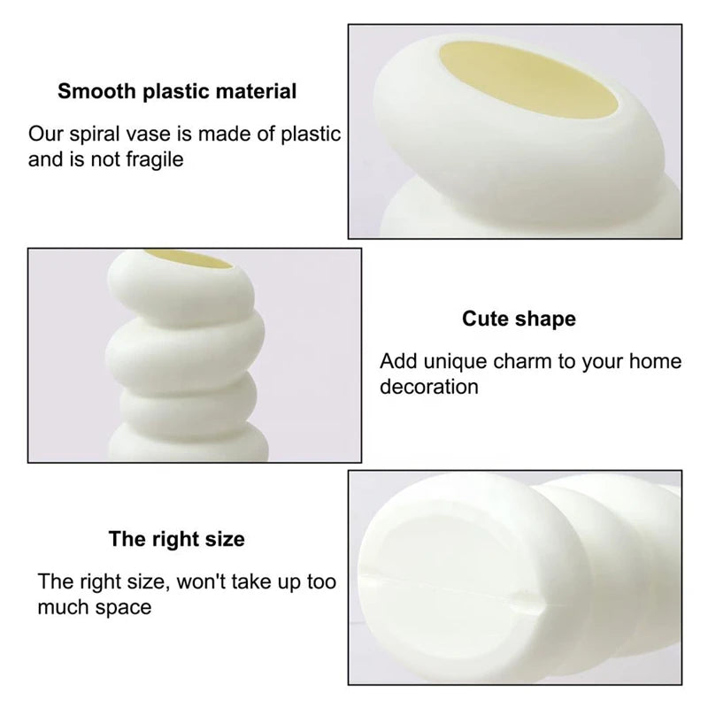 Plastic Spiral White Vase – Nordic Modern Flower Arrangement Decor
