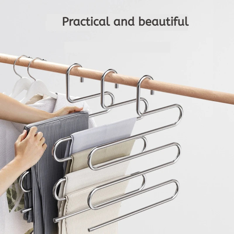 5-Layer Multi-Functional Clothes Hanger – Non-Slip Pant & Cloth Storage Rack