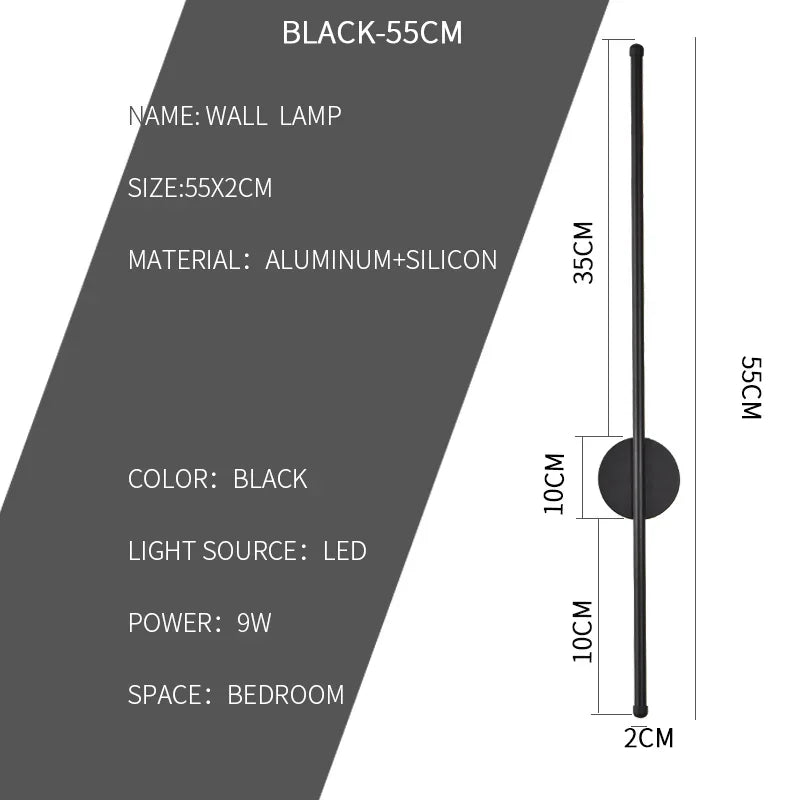 Minimalist LED Wall Lamp – Modern Strip Lighting Fixture for Bedroom & Living Room