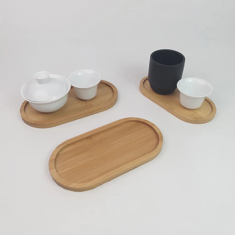 Solid Wood Tableware Tray – Japanese-Style Round & Rectangle Dessert, Snack & Tea Board