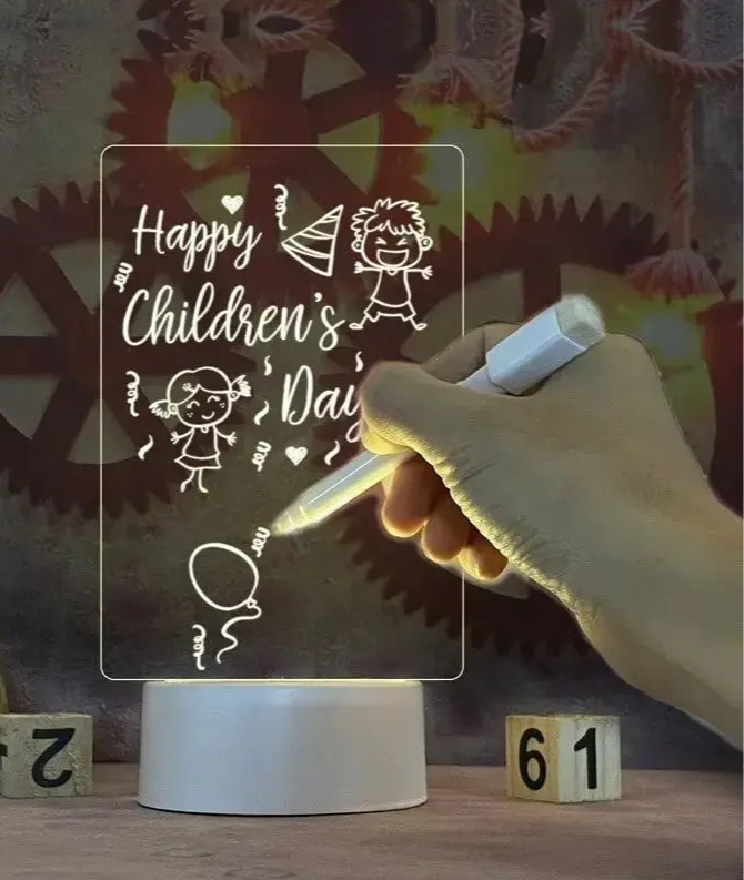 Transparent Luminous LED Night Light – USB Acrylic Message Board & Calendar Desk Lamp