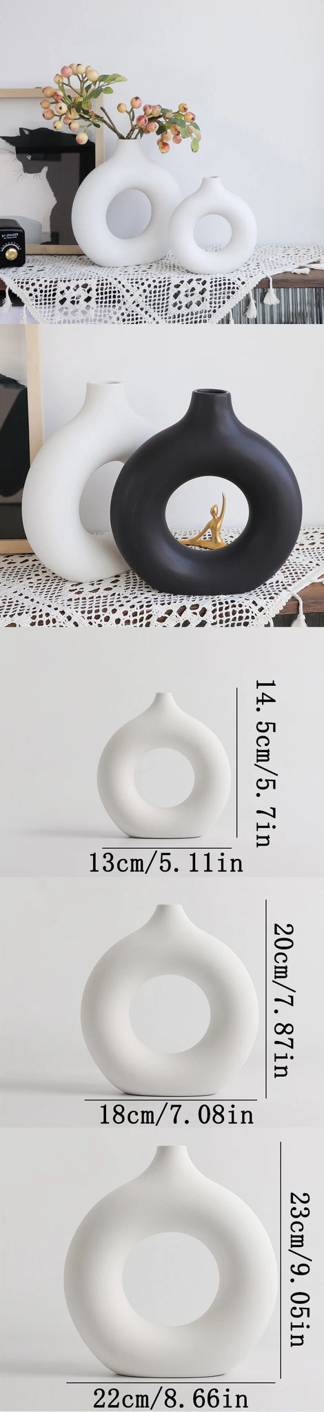 Nordic Plastic Flower Vase – Modern Hollow Circular Decorative Bottle for Home & Office