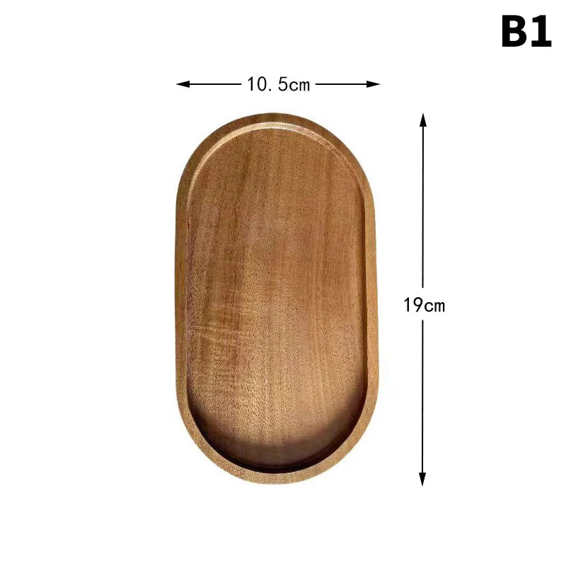 Solid Wood Tableware Tray – Japanese-Style Round & Rectangle Dessert, Snack & Tea Board